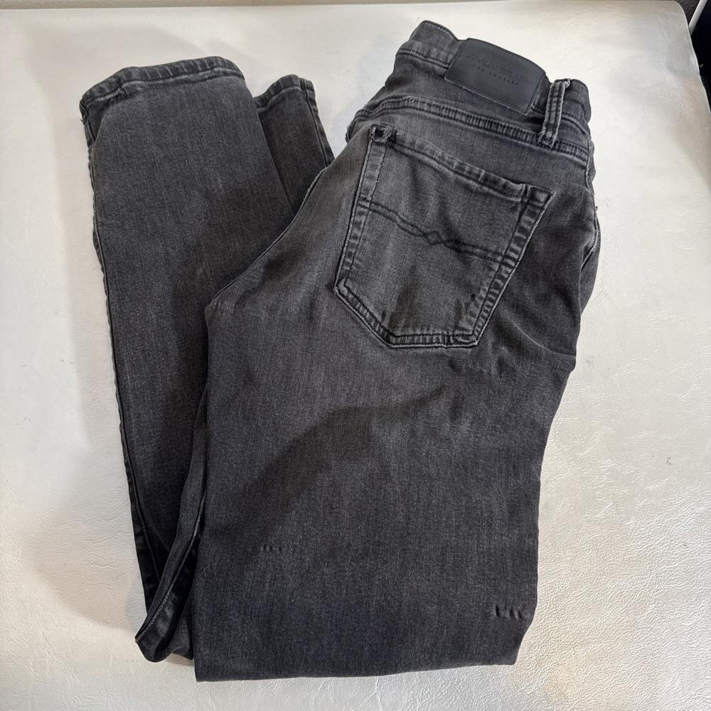 Lucky Brand 121 Slim Straight Distressed Jeans Size 32 x 32 Black Stretch Denim